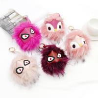PU Leather Key Chain, with Raccoon Fur & Zinc Alloy, gold color plated 