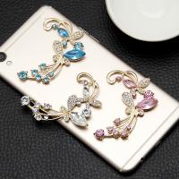 Mobile Phone DIY Decoration, Zinc Alloy, Butterfly, gold color plated, with rhinestone 