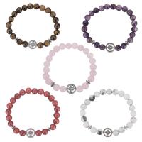 Gemstone Bracelets, with Brass, antique silver color plated & for woman Approx 7-8 Inch 