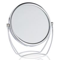 Espejo cosmético de aleación de zinc, con Vidrio, chapado en color de platina, rotativo & multifuncional & cara doble, 125x150mm, Vendido por UD