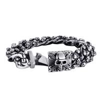 Titanium Steel Bracelet & Bangle, Skull, polished, for man & blacken, 20mm Approx 9 Inch 
