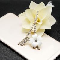 Mobile Phone DIY Decoration, Zinc Alloy, with Resin, Eiffel Tower, gold color plated, with rhinestone 