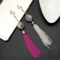 Mobile Phone DIY Decoration, Zinc Alloy, with Glass Pearl, Tassel, plated, with flower pattern & with rhinestone 140mm 