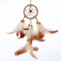 Fashion Dream Catcher, Plastic, with Linen & Feather & Wood, Tassel 