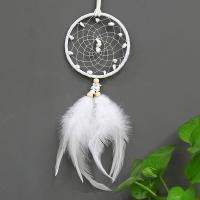 Fashion Dream Catcher, Plastic, with Natural Gravel & Feather & Nylon Cord & Wood, Tassel, 350mm 