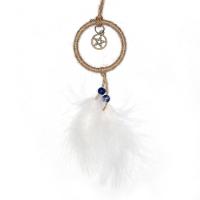Fashion Dream Catcher, Plastic, with Linen & Feather & Glass Seed Beads, Tassel 