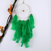 Fashion Dream Catcher, Iron, with Feather & Velveteen Cord & Glass Seed Beads, Tassel, 500-550mm 
