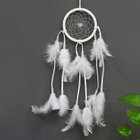 Fashion Dream Catcher, Plastic, with Feather & Velveteen Cord & Glass Seed Beads, Tassel, 500-550mm 