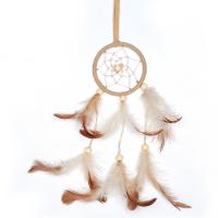 Fashion Dream Catcher, Plastic, with Feather & Velveteen Cord & Wood, Tassel 