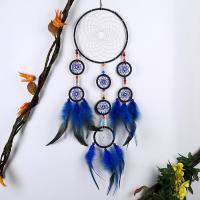 Fashion Dream Catcher, Iron, with Feather & Nylon Cord & Glass Seed Beads, Tassel, 650-700mm 