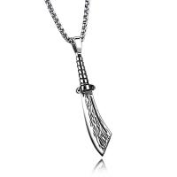 Stainless Steel Jewelry Necklace, Titanium Steel, Sword, box chain & for man & blacken, 59mm Approx 22 Inch 