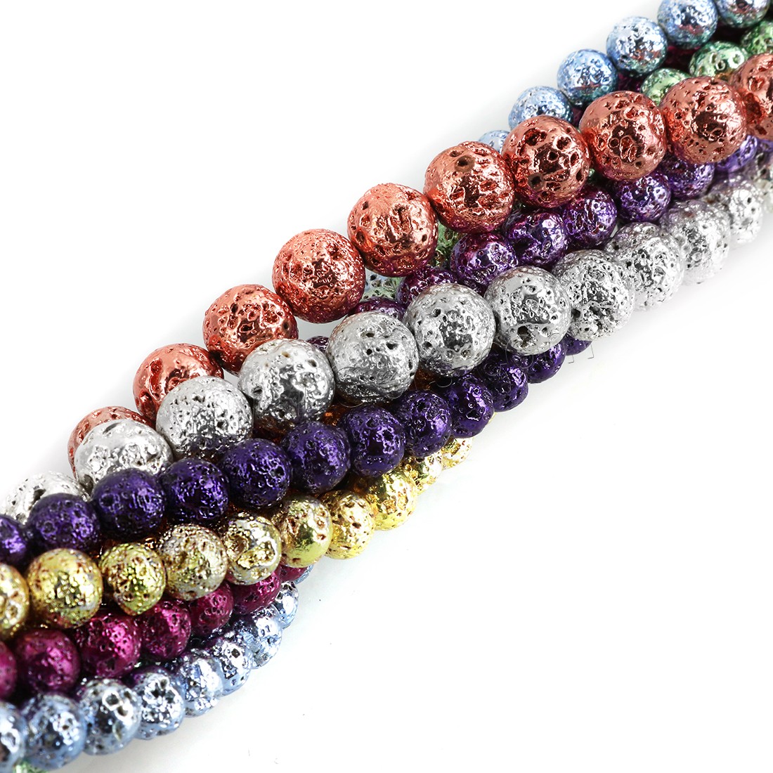 Multicolor Lava Beads, Round, plated, different size for choice, more colors for choice, Hole:Approx 2mm, Length:Approx 15 Inch, Sold By Strand