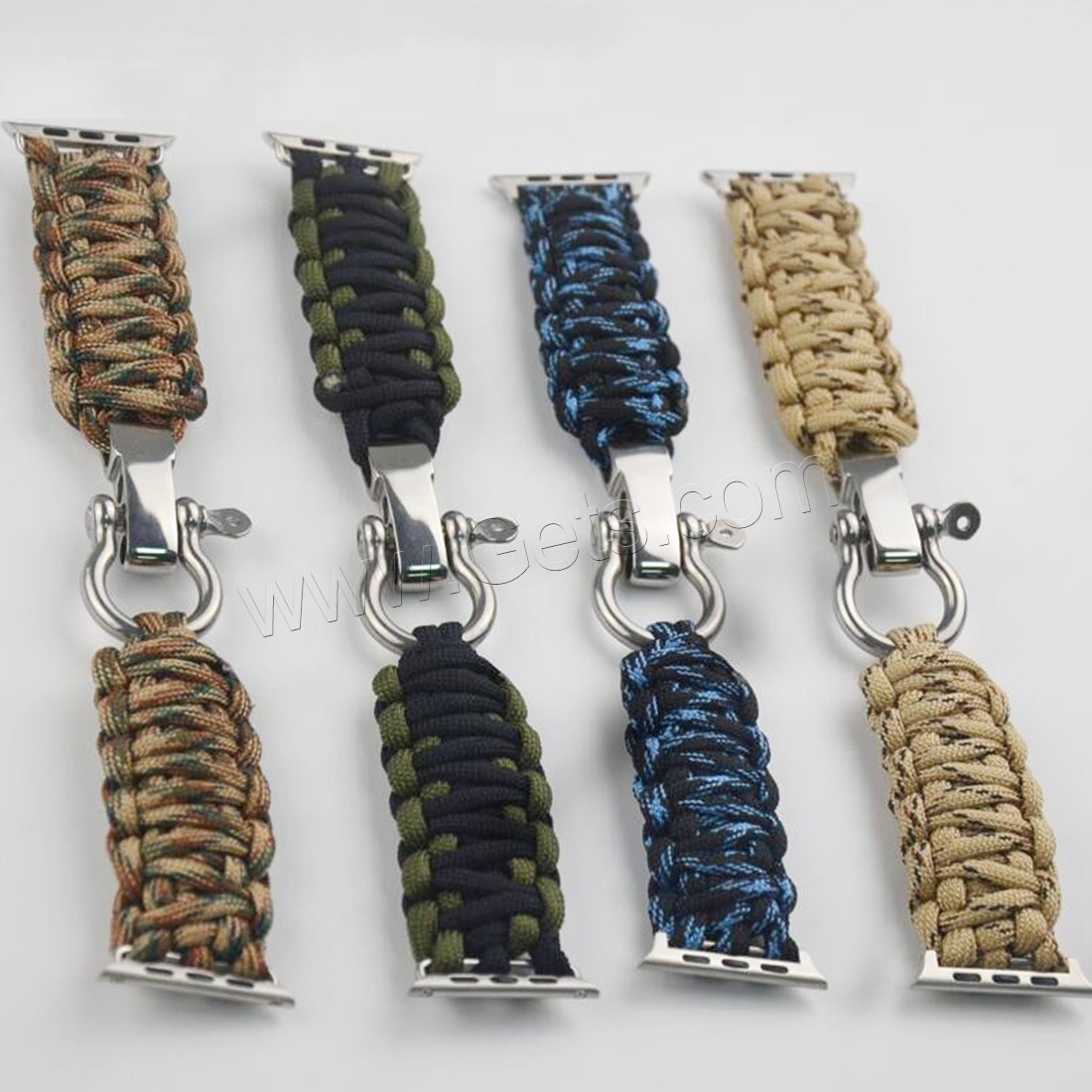 Watch Band, Paracord, with Stainless Steel, for apple watch & Unisex & different size for choice, more colors for choice, Length:Approx 9 Inch, Sold By PC