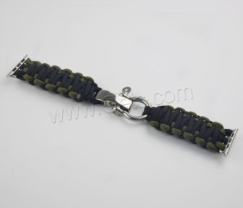 Watch Band, Paracord, with Stainless Steel, for apple watch & Unisex & different size for choice, more colors for choice, Length:Approx 9 Inch, Sold By PC