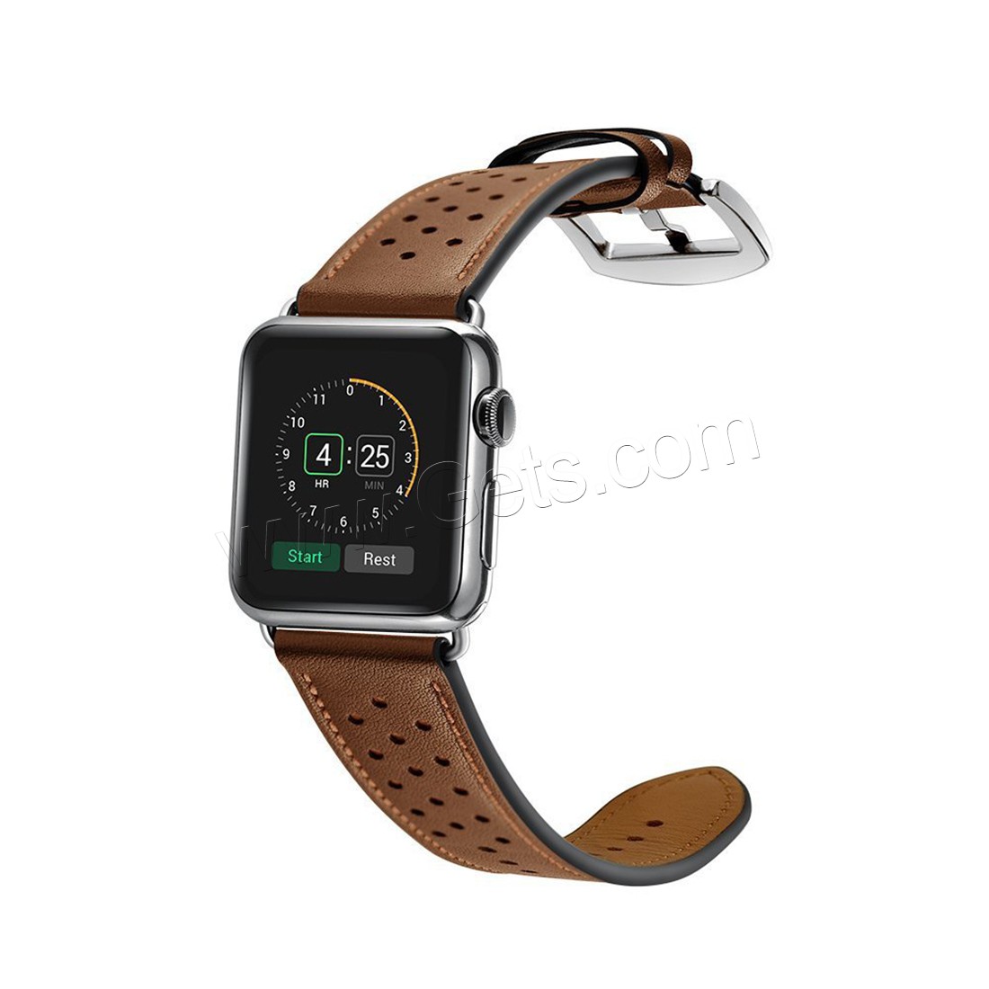 Watch Band, Leather, with Stainless Steel, for apple watch & Unisex & different size for choice, more colors for choice, Length:Approx 9 Inch, Sold By PC