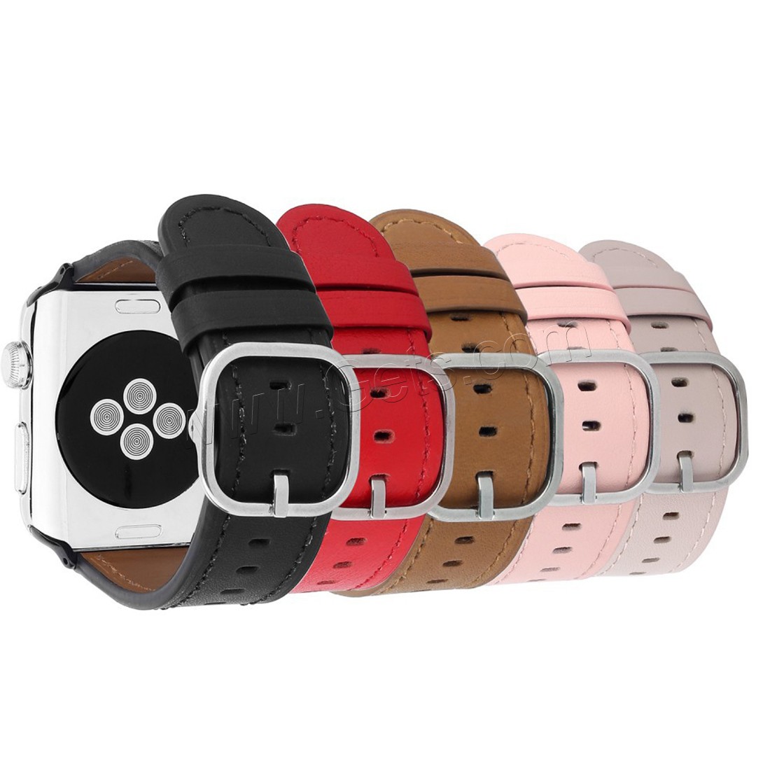 Watch Band, Leather, with Stainless Steel, for apple watch & Unisex & different size for choice, more colors for choice, Length:Approx 9 Inch, Sold By PC