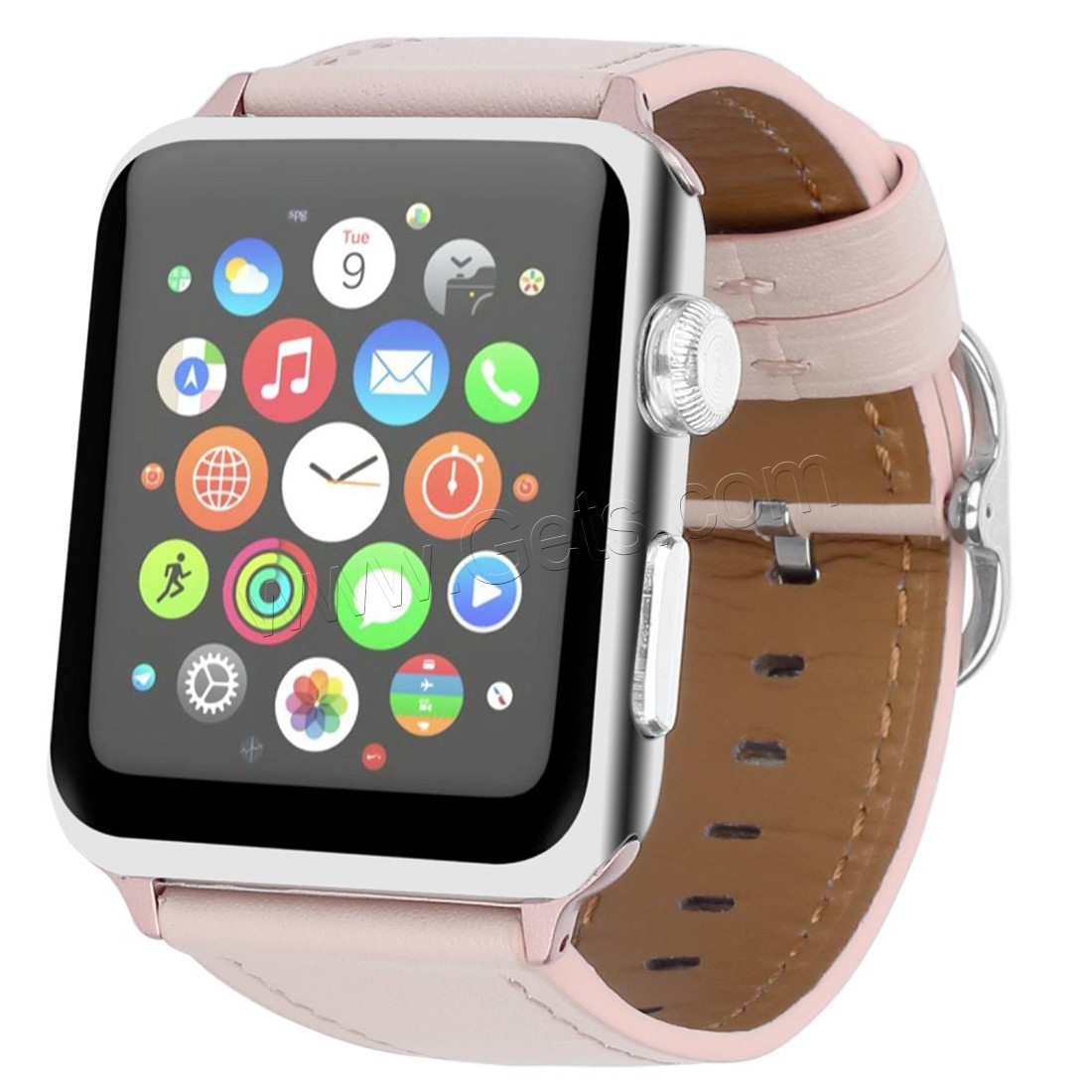 Bande de montre en acier inoxydable, Cuir, avec acier inoxydable, pour montre apple & unisexe & normes différentes pour le choix, plus de couleurs à choisir, Longueur:Environ 9 pouce, Vendu par PC