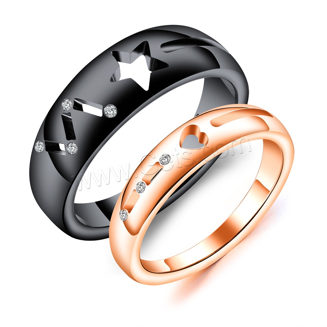 Couple Finger Rings, Titanium Steel, plated, different size for choice & for couple, 7mm, 5mm, Sold By PC
