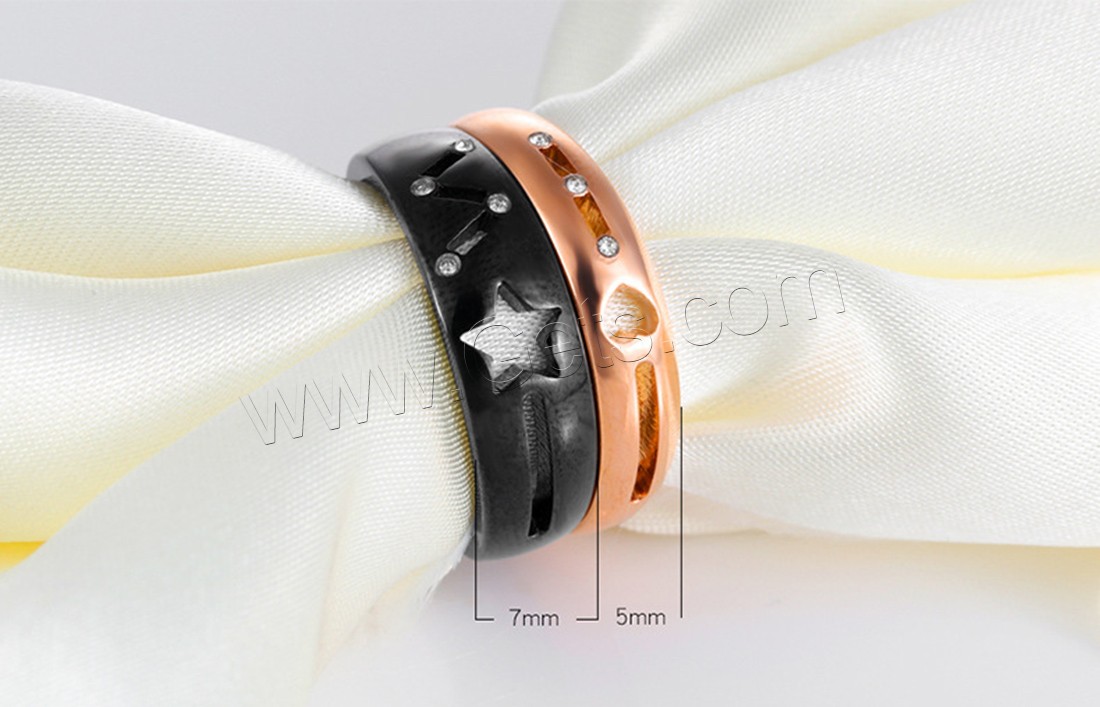 Couple Finger Rings, Titanium Steel, plated, different size for choice & for couple, 7mm, 5mm, Sold By PC