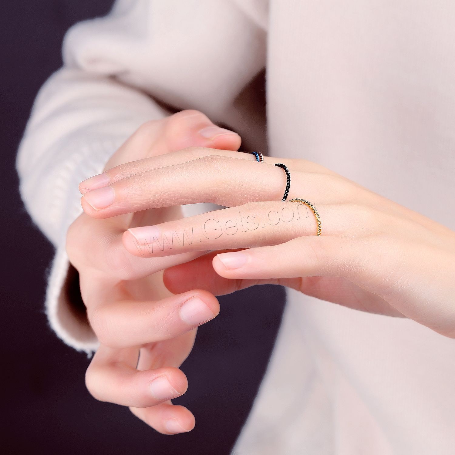 Титан Сталь палец кольцо, титан, Другое покрытие, разный размер для выбора & Женский, Много цветов для выбора, 1.3mm, продается PC