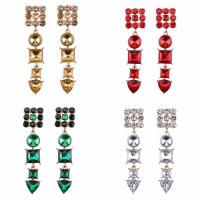 Crystal Rhinestone Earring, Zinc Alloy, with Crystal, brass post pin, gold color plated, for woman & faceted & with rhinestone 