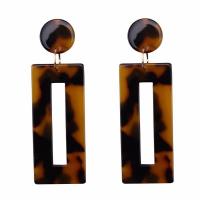 Acrylic Drop Earring, with Zinc Alloy, brass post pin, gold color plated, for woman 