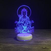 Wholesale Night Led Light Beside 3D Lamp , Acrylic, with ABS Plastic, Guanyin, with USB interface & with LED light & change color automaticly 