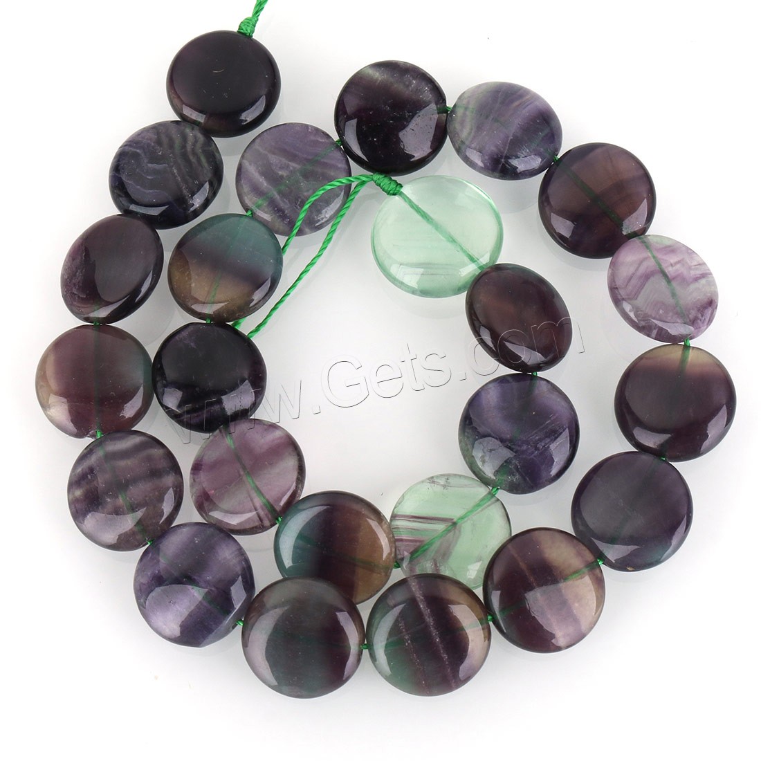 Purple Fluorita Abalorio, Redondo aplanado, diverso tamaño para la opción, agujero:aproximado 1.5mm, longitud:aproximado 15 Inch, Vendido por Sarta