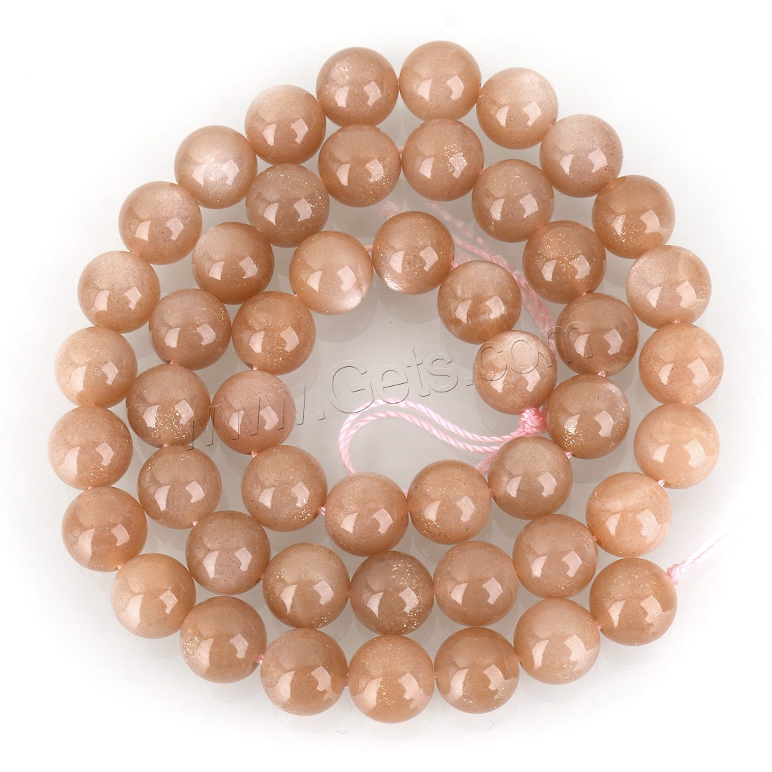 Mondstein Perlen, rund, verschiedene Größen vorhanden, Bohrung:ca. 1mm, Länge:ca. 15.5 ZollInch, verkauft von Strang