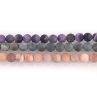 Mixed Gemstone Beads, Round & frosted, 6mm Approx 1mm Approx 15.5 Inch 