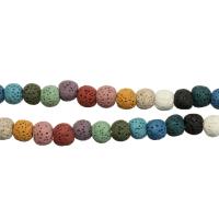 Multicolor Lava Perlen, rund, verschiedene Größen vorhanden, farbenfroh, Bohrung:ca. 2mm, Länge:ca. 16 ZollInch, verkauft von Strang