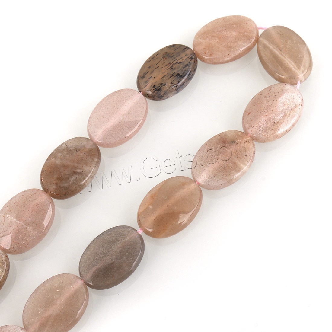 Natural Moonstone Beads, Flat Oval, different size for choice & faceted, Hole:Approx 1mm, Length:Approx 15 Inch, Sold By Strand