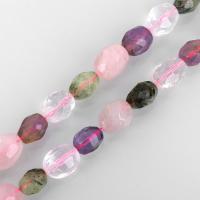 Gemischte Farbe Quarz Perlen, Regenbogen Quarz, oval, facettierte, 14-20x10-15x10-15mm, Bohrung:ca. 1mm, Länge:ca. 15.5 ZollInch, ca. 24PCs/Strang, verkauft von Strang