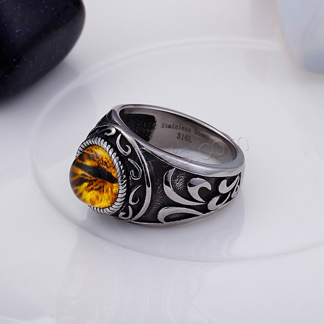 Мужские титановые свадебные кольца и обручальные кольца, титан, с кошачий глаз, разный размер для выбора & Мужский & чернеют, 5mm, продается PC