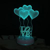 La nuit en gros a mené la lumière à côté de la lampe 3D, Acrylique, avec plastique ABS, coeur, mot amour, avec interface USB & avec la lumière led & changer de couleur automatic & styles différents pour le choix Vendu par PC