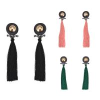 Fashion Tassel Earring, Zinc Alloy, with Nylon Cord, stainless steel post pin, gold color plated, for woman lead & cadmium free 