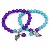 Zinc Alloy Bracelet, with turquoise & Purple Agate, plated & Unisex, 8mm Approx 7.5 Inch 