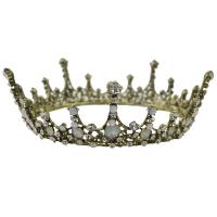 Bridal Tiaras, Zinc Alloy, Crown, antique gold color plated, for woman & with rhinestone, 55mm, Inner Approx 140mm 
