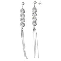 Stainless Steel Drop Earring, Tassel, for woman & with rhinestone, original color, 98mm 52mm 