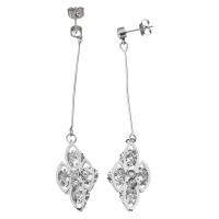Stainless Steel Drop Earring, Flower, for woman & with rhinestone, original color, 73mm 