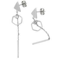 Stainless Steel Drop Earring, for woman & with rhinestone, original color, 58mm  
