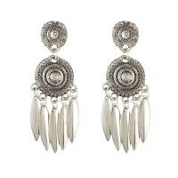 Zinc Alloy Drop Earring, brass post pin, antique silver color plated, for woman 