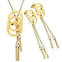 Fashion Stainless Steel Jewelry Sets, earring & necklace, with 2Inch extender chain, Donut, gold color plated, oval chain & for woman  2mm, 67mm Approx 20 Inch 