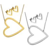 Fashion Stainless Steel Jewelry Sets, earring & necklace, with 2Inch extender chain, Heart, plated, oval chain & for woman 2mm Approx 20 Inch 