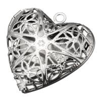 Stainless Steel Locket Pendant, Heart, hollow, original color Approx 2mm, Inner Approx 