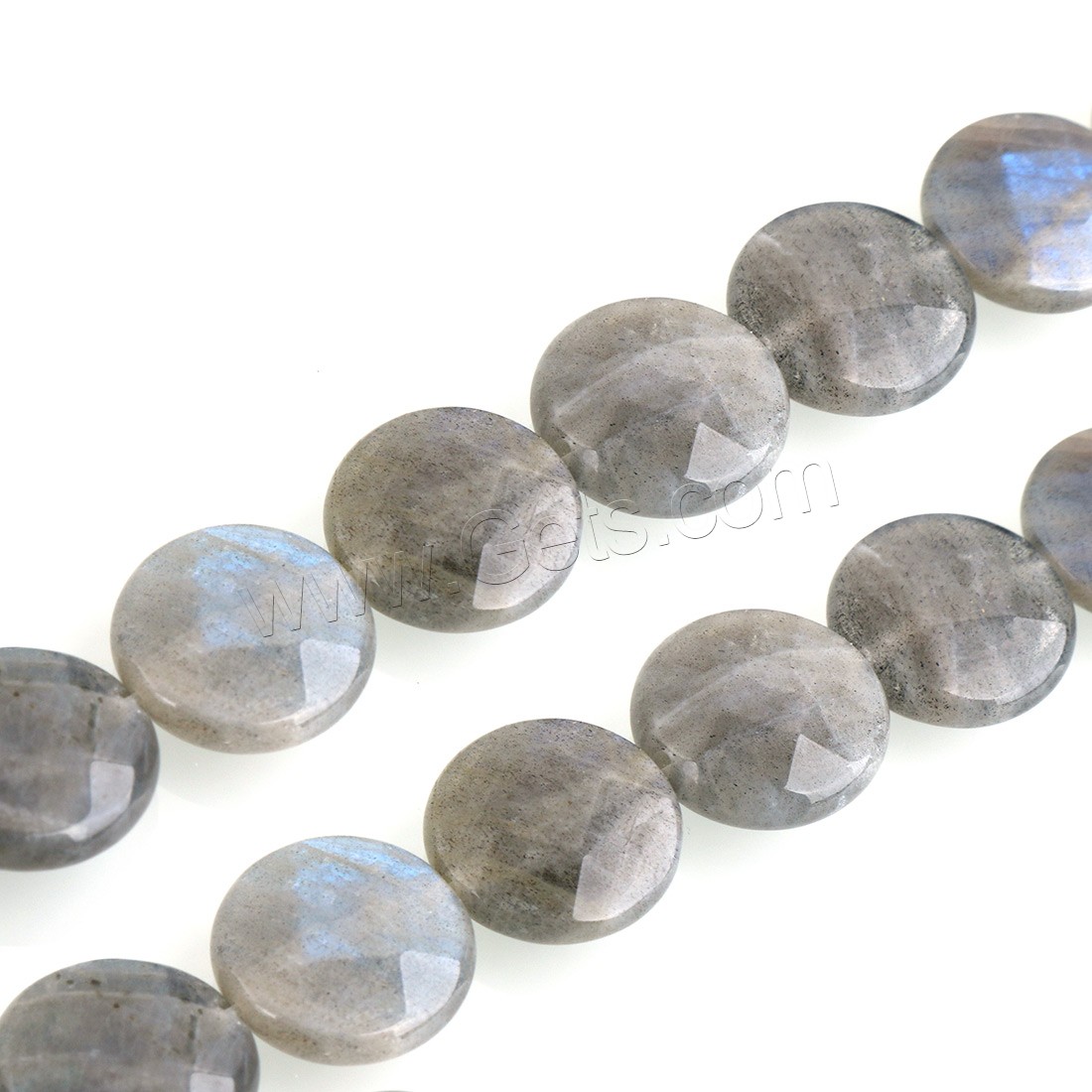 Labradorit Perlen, flache Runde, verschiedene Größen vorhanden, Bohrung:ca. 0.5mm, Länge:ca. 15 ZollInch, verkauft von Strang
