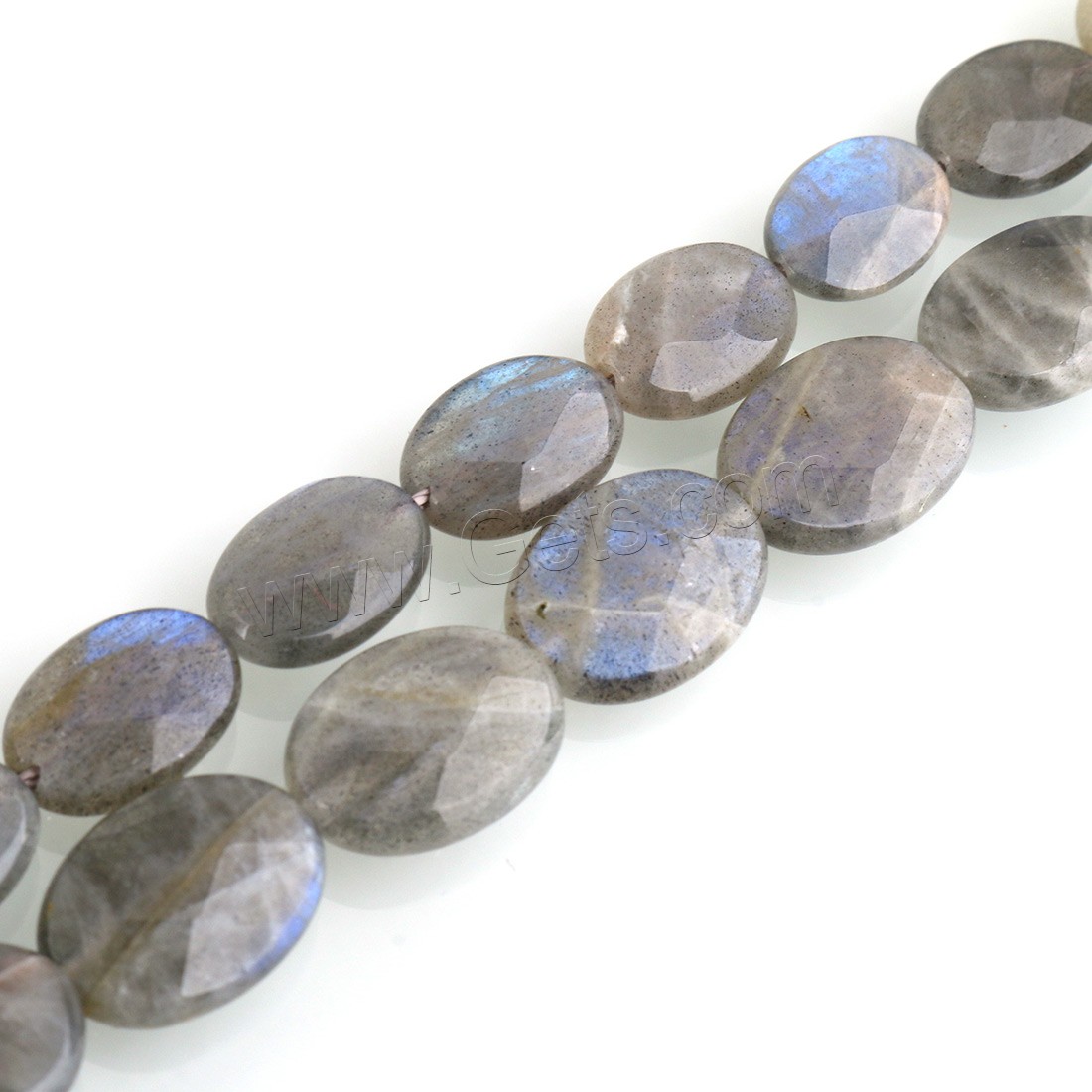 Labradorit Perlen, flachoval, verschiedene Größen vorhanden & facettierte, Bohrung:ca. 0.6mm, verkauft von Strang