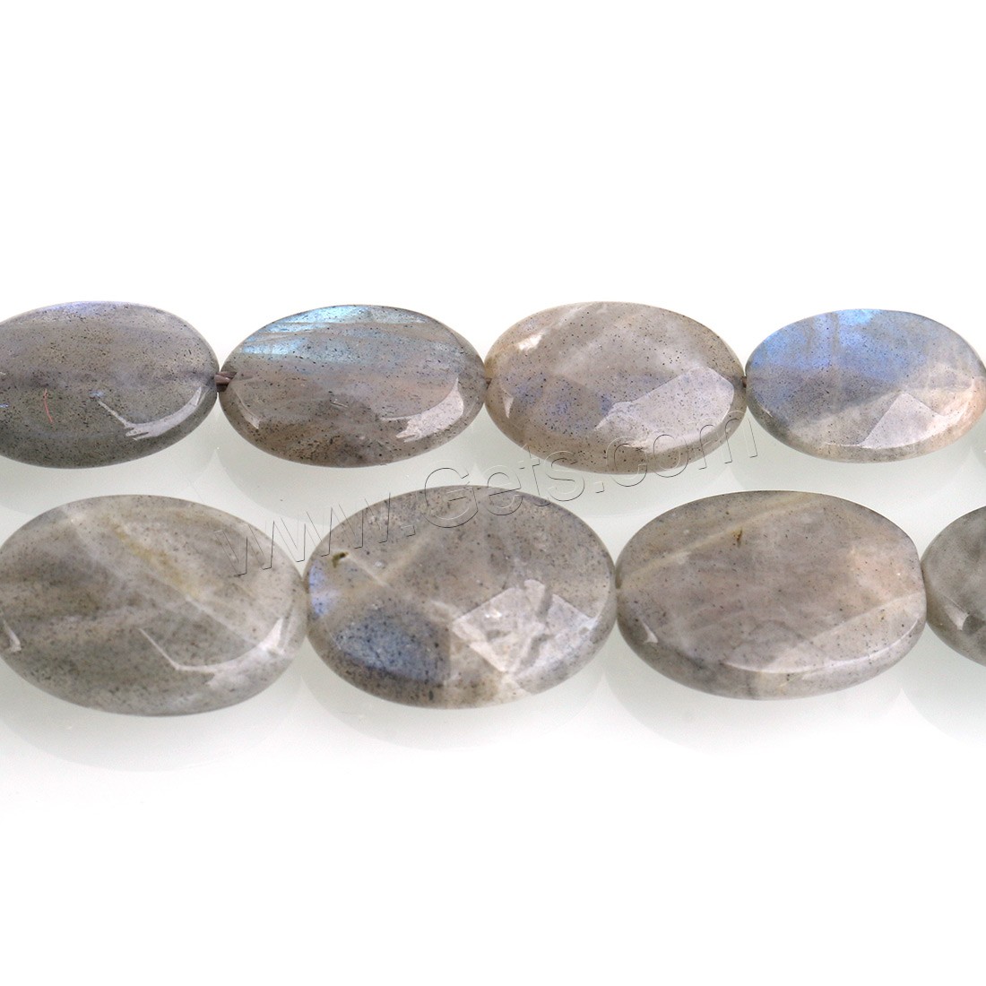 Labradorit Perlen, flachoval, verschiedene Größen vorhanden & facettierte, Bohrung:ca. 0.6mm, verkauft von Strang