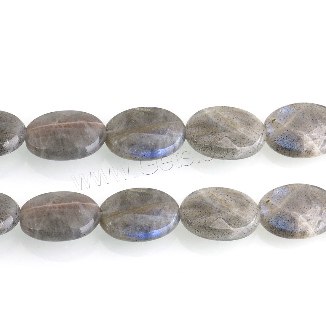 Perles en labradorite, ovale plat, normes différentes pour le choix & facettes, Trou:Environ 0.6mm, Vendu par brin