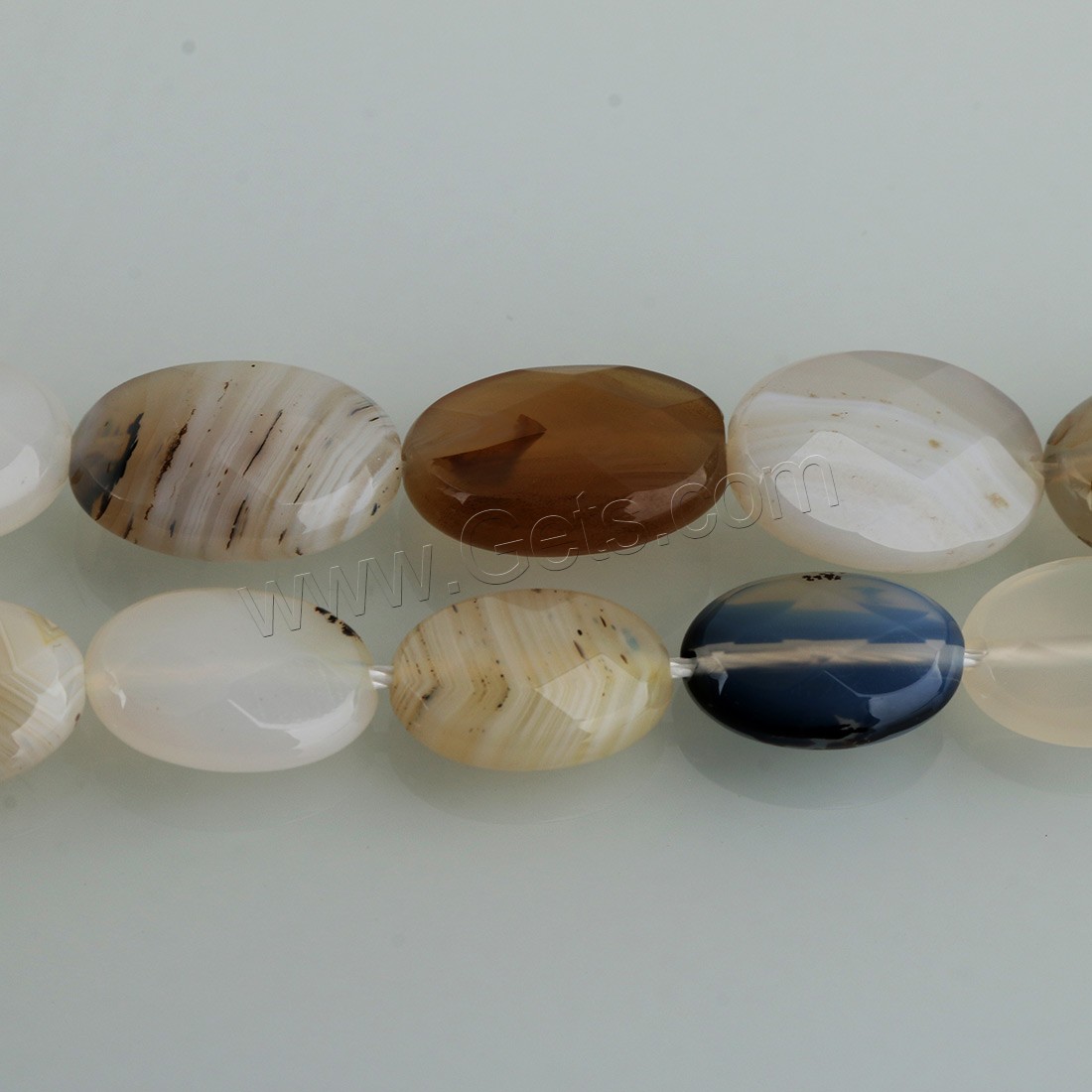 Perle Agate mixte, Agate noire, ovale plat, normes différentes pour le choix, Trou:Environ 0.6mm, Longueur:Environ 15.5 pouce, Vendu par brin